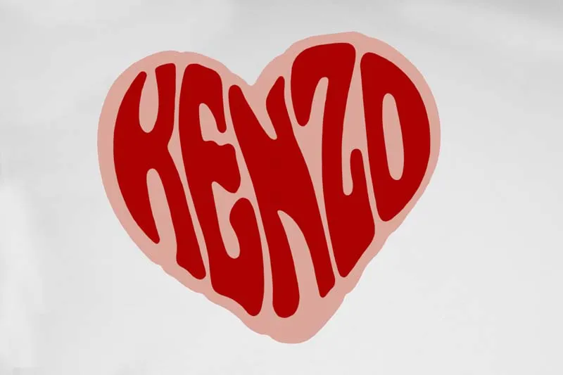[Chinese Valentine's Day Series] KENZO 23 early autumn new men's love pattern letter casual T-shirt Color: Black Tibetan Blue White Size: M L